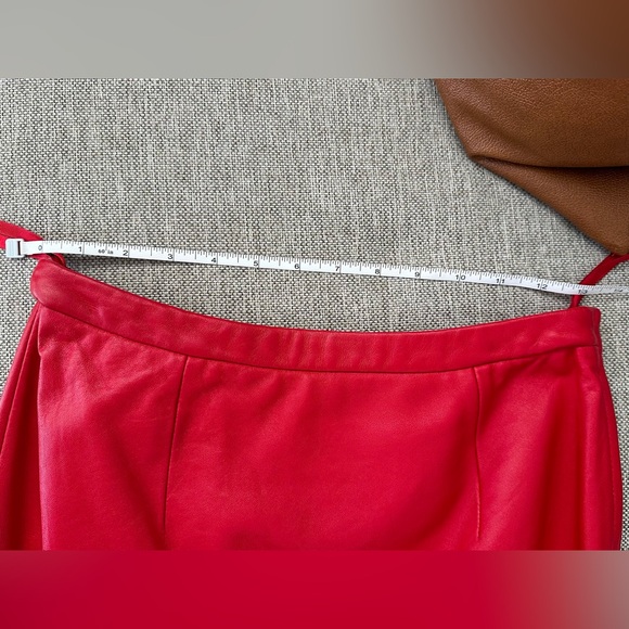 Red Leather Pencil Skirt w/Adjustable Zipper Slit - Size 4 - Picture 10 of 11